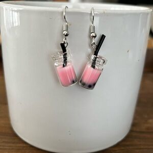 Pink Bubble Tea Earrings